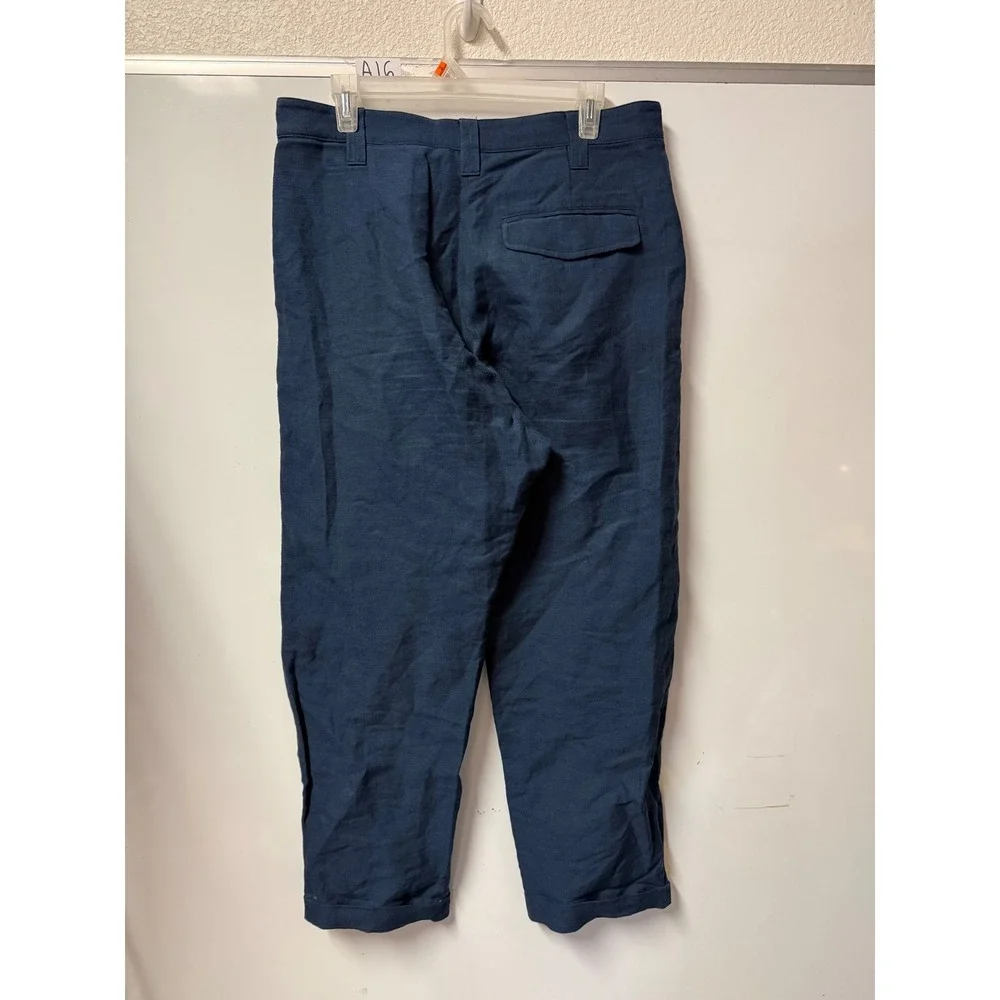 APC Rue Madame Paris Navy Linen Cotton Pleated Trousers Pants Size 48